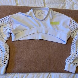Puma Sophie Webster collab cropped hoodie with mesh sleeves - size large